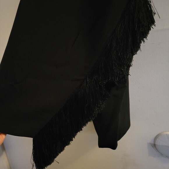 A.L.C. Black Lottman Fringe Shift Asymmetric Sleeveless Mini Cocktail Dress Sz 8 - Picture 7 of 12